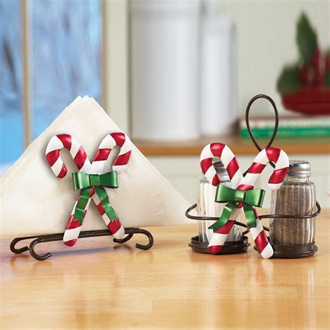 Christmas Kitchen Candy Cane Napkin Holder And Salt And Pepper Set