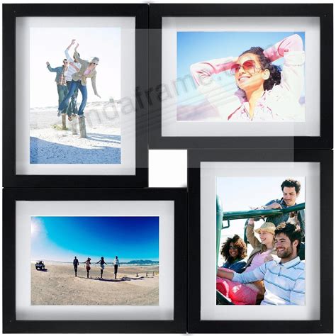 Animated multicolor frame 4 pictures. Black 4-opening PUZZLE collage frame for 8x10/5x7 prints ...