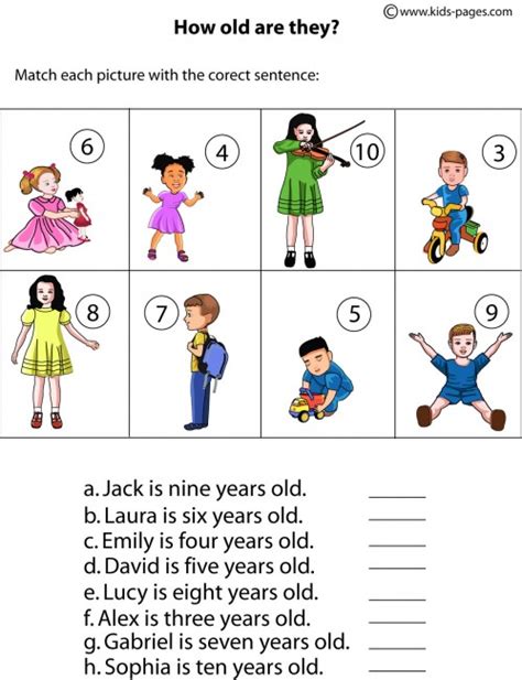 How Old Are They Worksheet