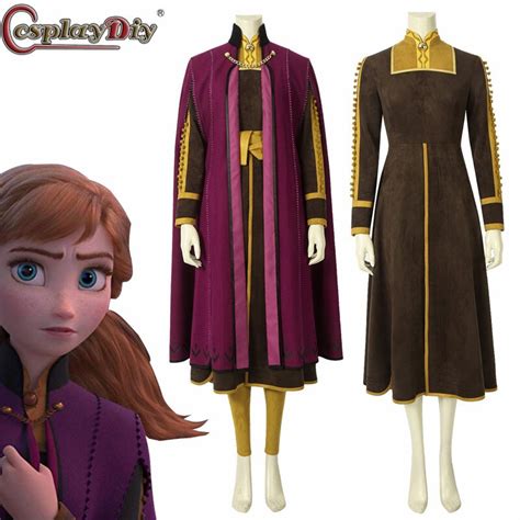 Cosplaydiy Frozen 2 Princess Anna Cosplay Fancy Dress Costume Snow