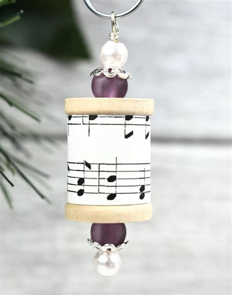 Sheet Music Thread Spool Beaded Ornaments Set Of 3 T For A Etsy