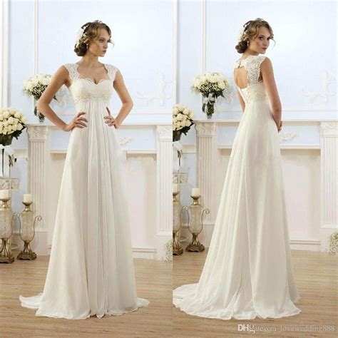 empire waist cap sleeve wedding dress - dress for country wedding guest