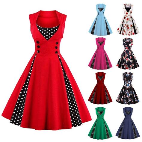 S4xl Women Robe Pin Up Dress Retro Vintage 50s 60s Rockabilly Dot Swing Summer Dresses Tunic