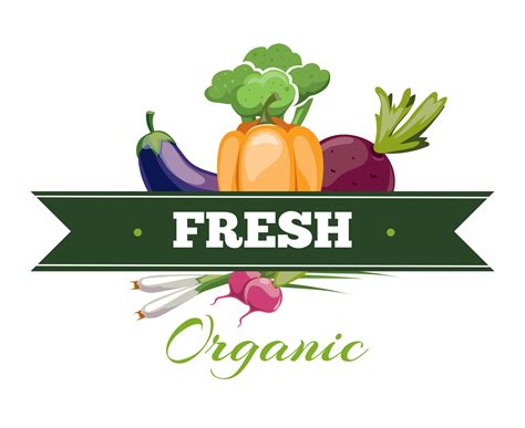 Natural Fresh Food Vegetables Logo Badge Vector Template By