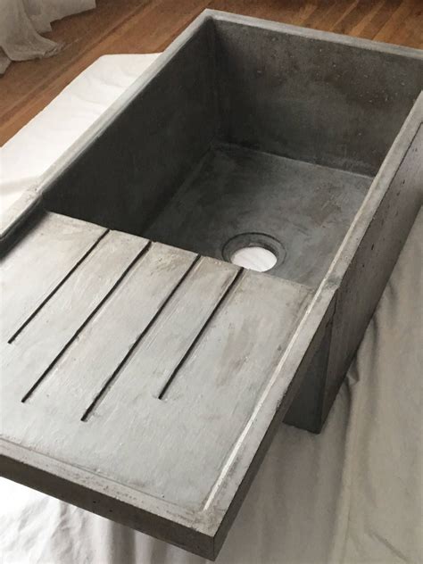 These designs below are porcelain enamel on cast iron — the very. Concrete Farmhouse Sink with Attached Drainboard | Etsy in ...