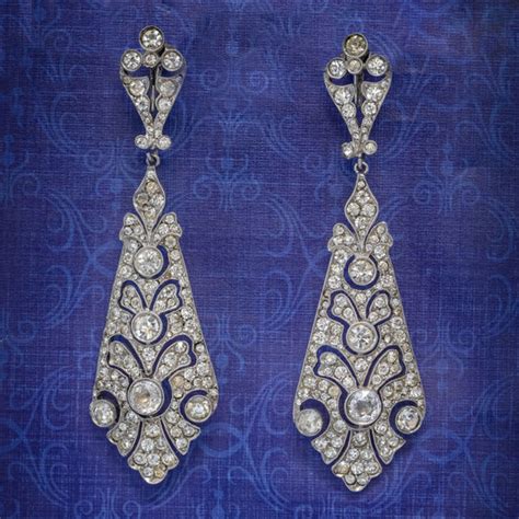 Art Deco Drop Earrings Paste Stone Circa 1920 Antique Jewellery Online