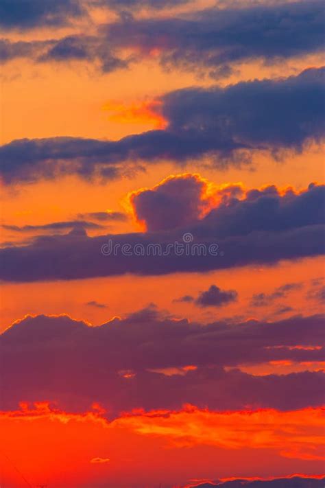 Orange Sunset Sky With Clouds Stock Photo Image Of Background