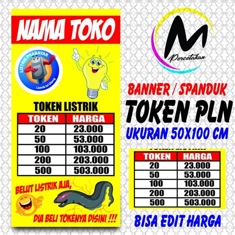 Jual Banner Token PLN Spanduk Pembayaran 50x100 Cm Indonesia Shopee