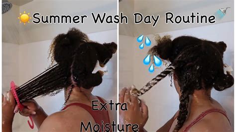 Summer Natural Hair Wash Day Routine For Moisture Length Retention Start To Finish Youtube