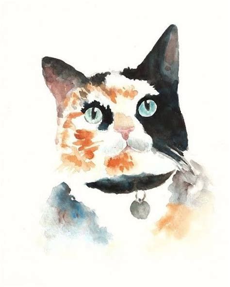 Calico Cat Watercolour Watercolor Cat Cat Painting Watercolor Pet