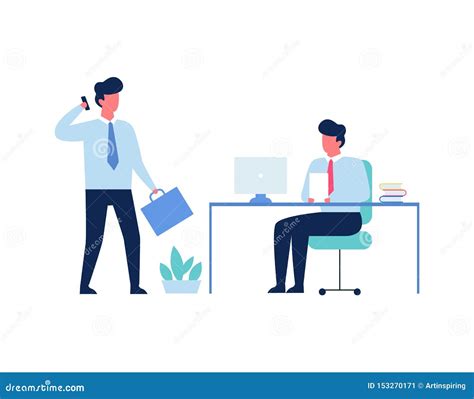 Two Person Talking On The Office Man Sitting Stock Vector