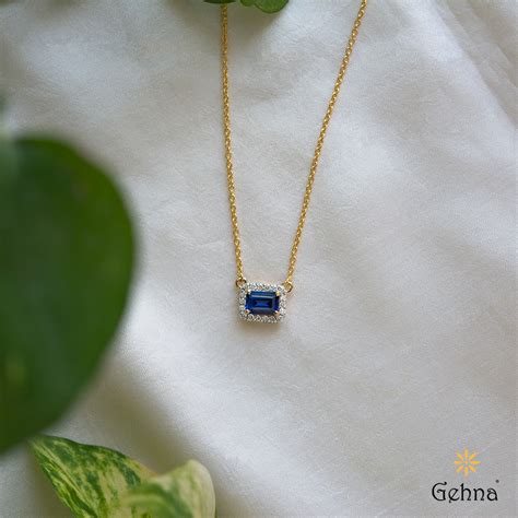 Shop Blue Sapphire And Diamond 18k Gold Pendant Chain Gehna