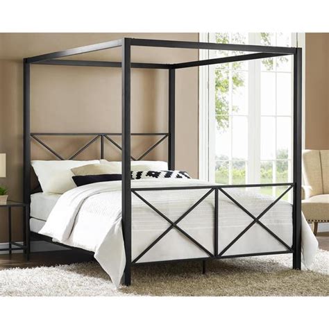 Canopy 4 poster bed in mahogany,matt black with silver features, ref rj360 DHP Rosedale Black Canopy Queen Bed - Free Shipping Today ...