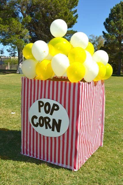 Giant Popcorn Box With Balloons For A Movie Night Or A Carnival Themed