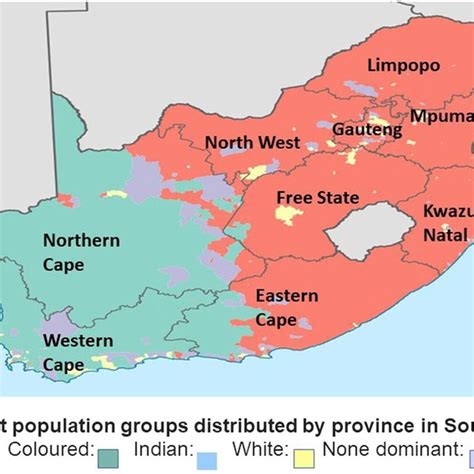 Map Of South Africa Illustrating The Distribution Of Population Groups