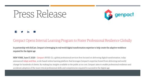 Genpact Opens Internal Learning Program To Foster Resilience Futurevolve