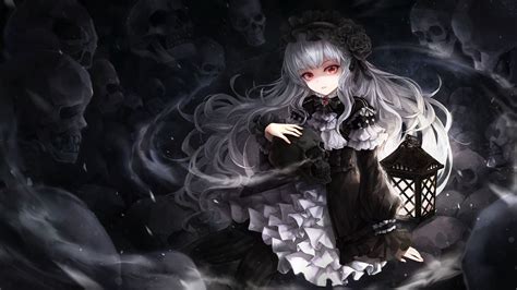 Download 3840x2160 Gothic Anime Girl Skulls White Hair