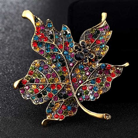 Blucome Enamel Brooches Jewelry Big Size Leafs Brooch Pins For Women