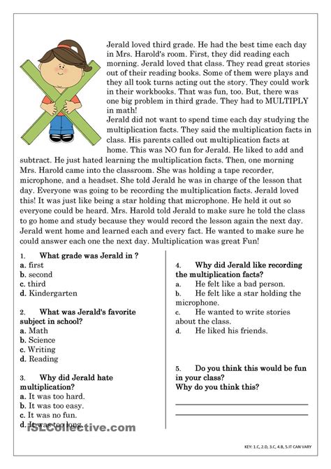 Class 7 Comprehension Practice A Lucky Boy Seventh Grade Reading