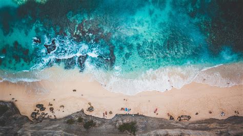 Download Exotic Beach Blue Green Sea Aerial View 1920x1080 Wallpaper