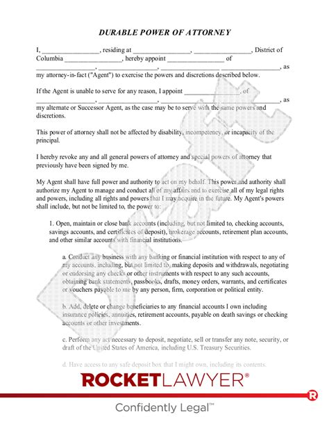 Free Dc Power Of Attorney Make And Download Rocket Lawyer