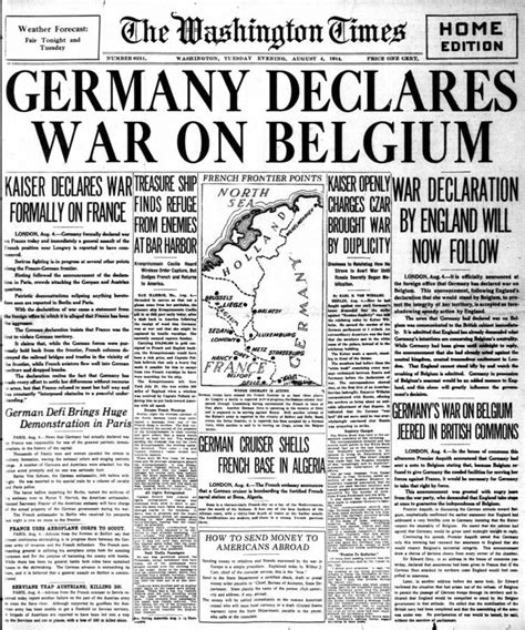 War Declared American Newspaper Headlines From The Very Start Of Wwi