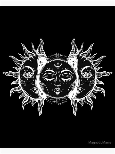 Vintage Sun And Moon Solar Eclipse Art Print By Magnetic Pajama