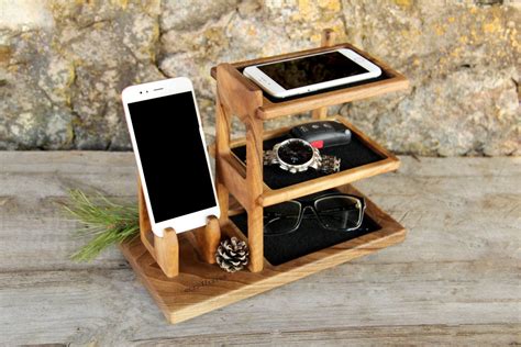 Personalized Wood Organizer For Phone Wood Desk Office Tidy Etsy In