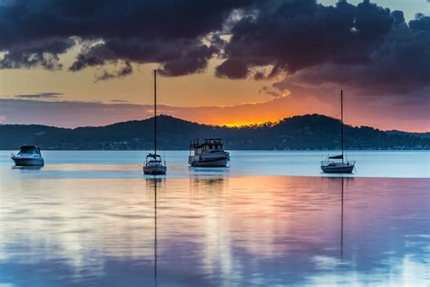Sunrise And Cloudy Morning On The Bay With Boats Capturing Flickr