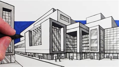 How To Draw Modern Buildings In 2 Point Perspective Pen Drawing