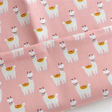 Cotton Fabric Llama Pattern By The Yards 44 Cozy Cute Etsy