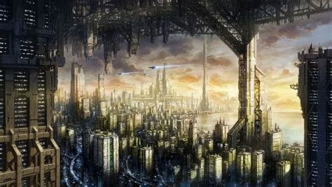 An Image Of A Sci Fi Cityscape That Looks Like It Could Be In The Future