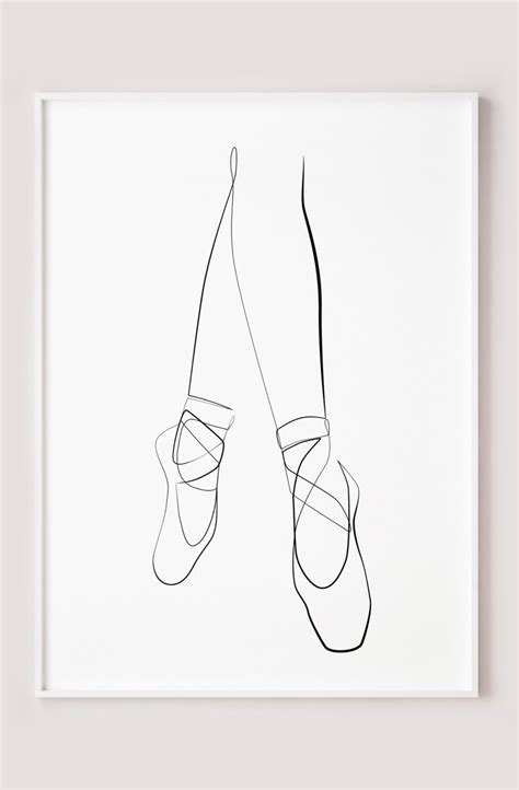 Ballerina Print Ballet Shoes Single Line Drawing Print Etsy In 2021
