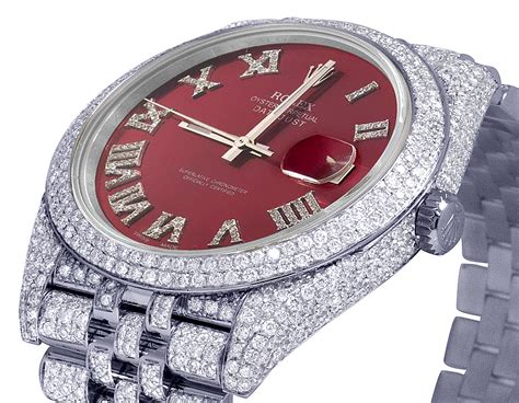 Mens Rolex Datejust Ii 126300 41mm Ssteel Red Dial Diamond Watch 1775
