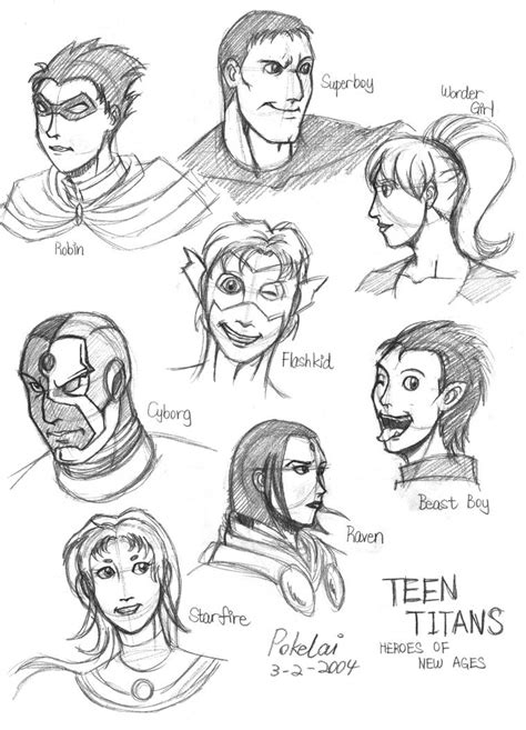 Teen Titans Head Sketches By Pokelai On Deviantart