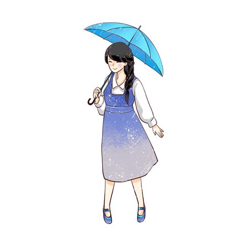 Rainy Season White Transparent Girl Holding Umbrella In Rainy Season