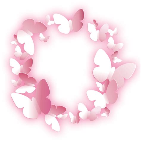 Pink Butterfly Circle Frame Png