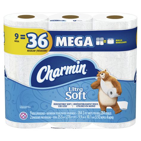 Charmin Ultra Soft Toilet Paper 9 Mega Rolls 284 Sheets Per Roll
