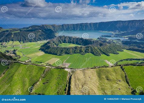 View Of Sete Cidades In Sao Miguel Island Azores Portugal Royalty