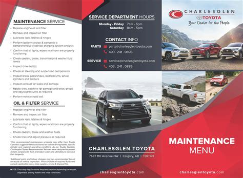 Dealer Maintenance Menu Charlesglen Toyota In Calgary Ab