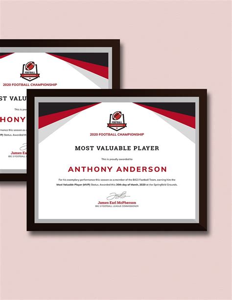 Player Award Certificate Template In Psd Word Indesign Publisher