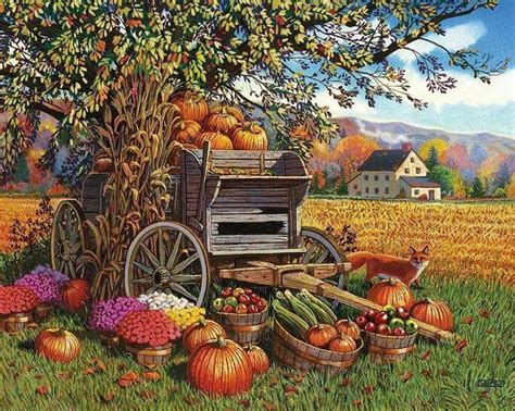 Fall Harvest Puzzle Art Thanksgiving Jigsaw Puzzle Fall Jigsaw Puzzles