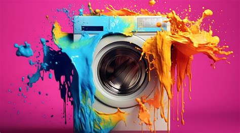 Premium Ai Image 3d Washing Machine Splash With Colorful Splash