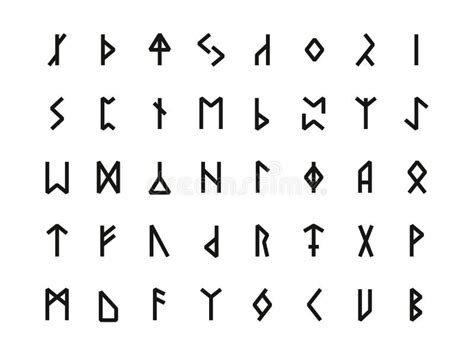 Runic Hieroglyphics Ancient Nordic Celtic Alphabet With Carved Runes