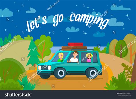 Lets Go Camping Horizontal Banner Parents Stock Vector Royalty Free