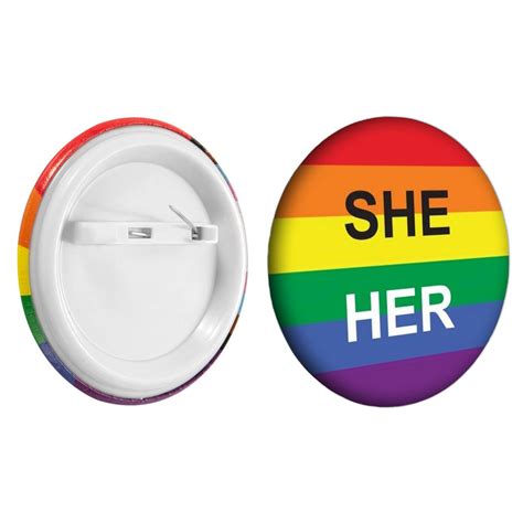 Bulk Pronoun Sheher Rainbow Striped Circle Button Pins Lgbtq Gay