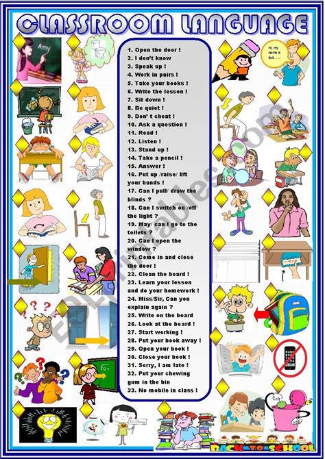 Classroom Language New Updated Esl Worksheet By Spied D Aignel