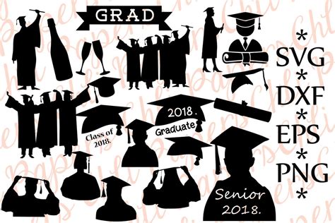 Graduation Silhouette Svggraduation Cut Fileclass Of 2018 By
