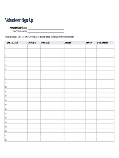 Free 12 Sign Up Sheet Examples And Samples In Pdf Examples