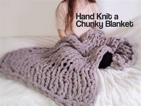 Easy Chunky Hand Knitted Blanket In One Hour Hand Knit Blanket Arm